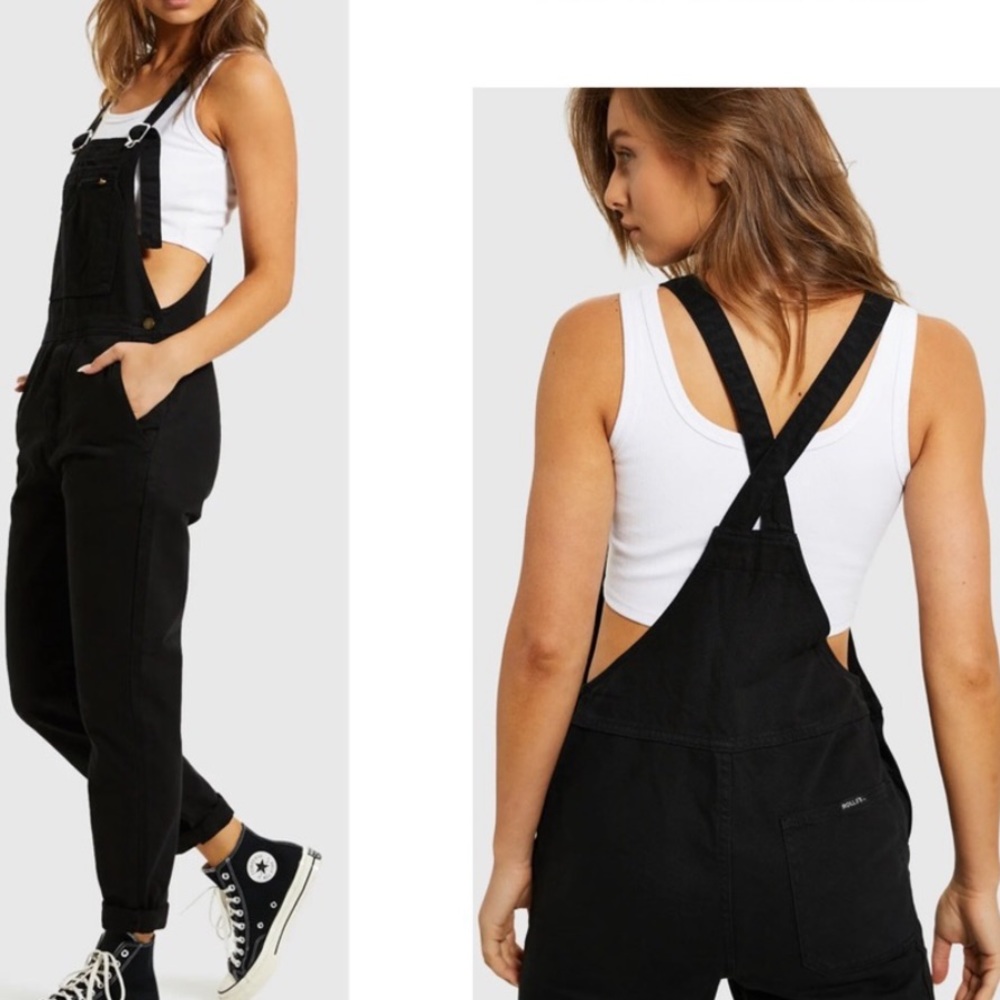 rolla’s black denim overalls